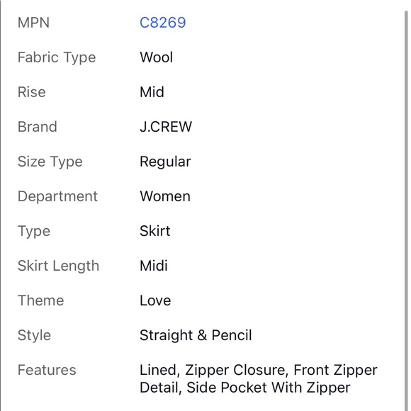 Pre Loved J. Crew Factory Zip Pencil Skirt in Wool gray size 6 C8269 - Picture 8 of 8